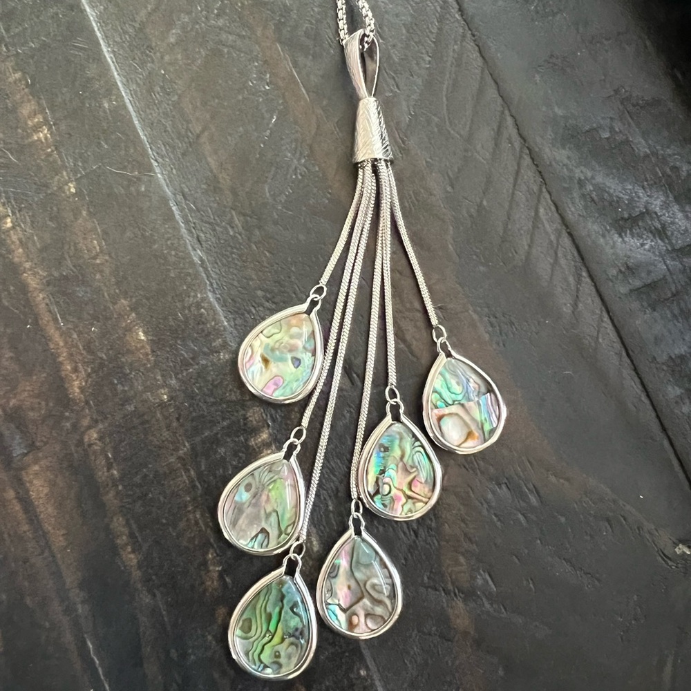 Elegant Silpada Silver and Abalone Shell Pendant Necklace